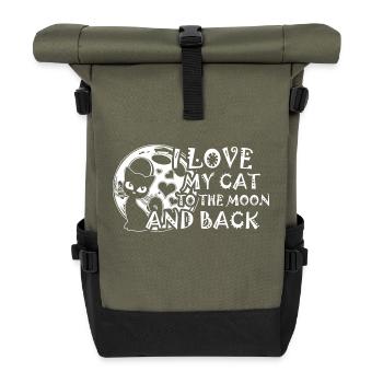 Katze! Cat! Nerd! Katzenliebhaber! lustig! witzig! - Rolltop Rucksack - Olive/Schwarz - Vorne