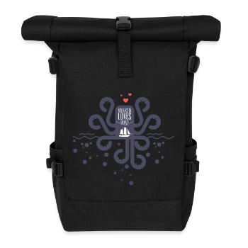LOVE BOATS - Kraken Octopus Tintenfisch Shirt - Roll Top Backpack - black - Front