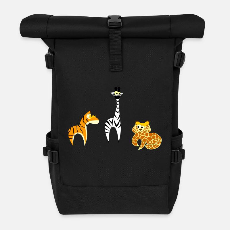Zootiere - Rolltop Rucksack - Schwarz
