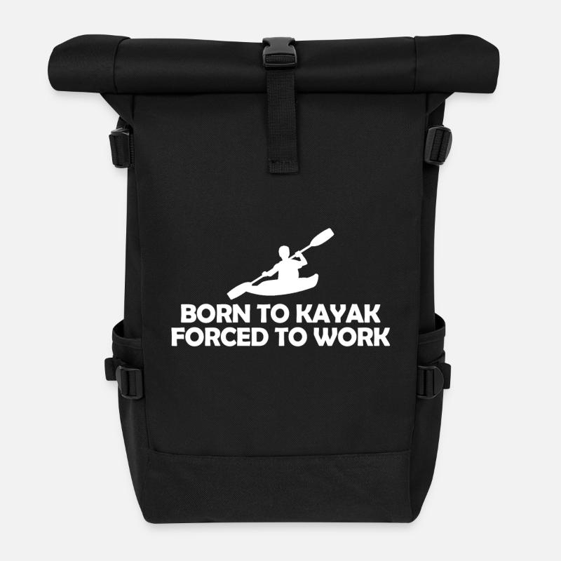 Born to Kayak forced to work kayak Geschenk - Rolltop Rucksack - Schwarz