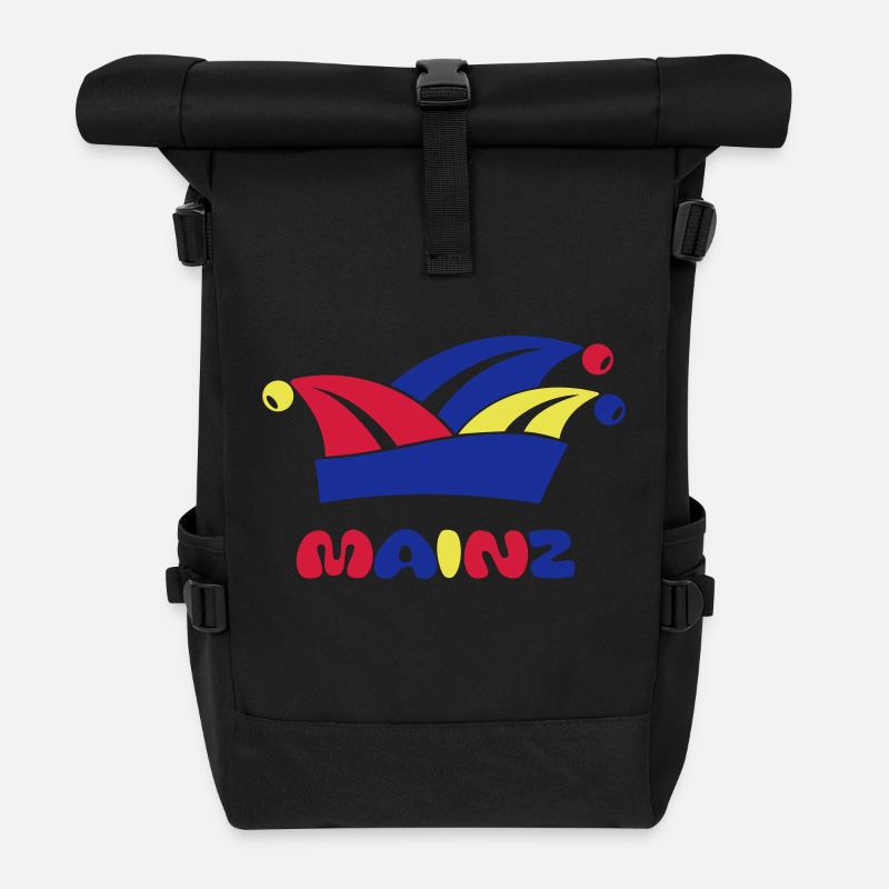 Fasching Narrenkappe Mainz 1, 2 oder 3 Farben - Rolltop Rucksack - Schwarz