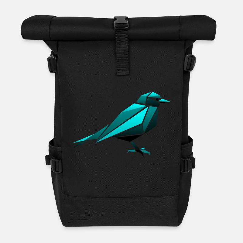 Spatz Vogel Origami Polygon - Rolltop Rucksack - Schwarz