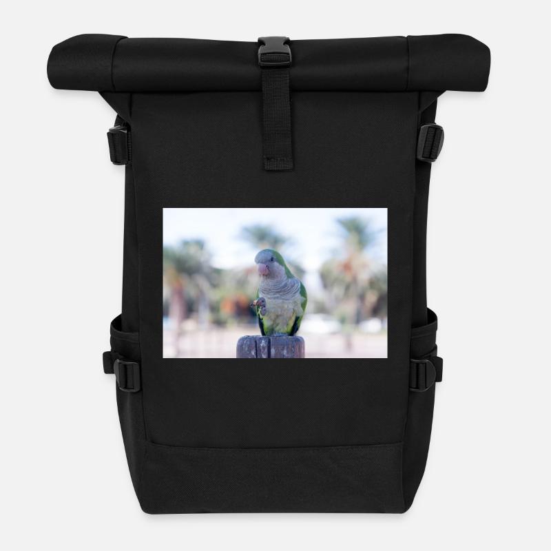 Monk Parrot - Roll Top Backpack - black
