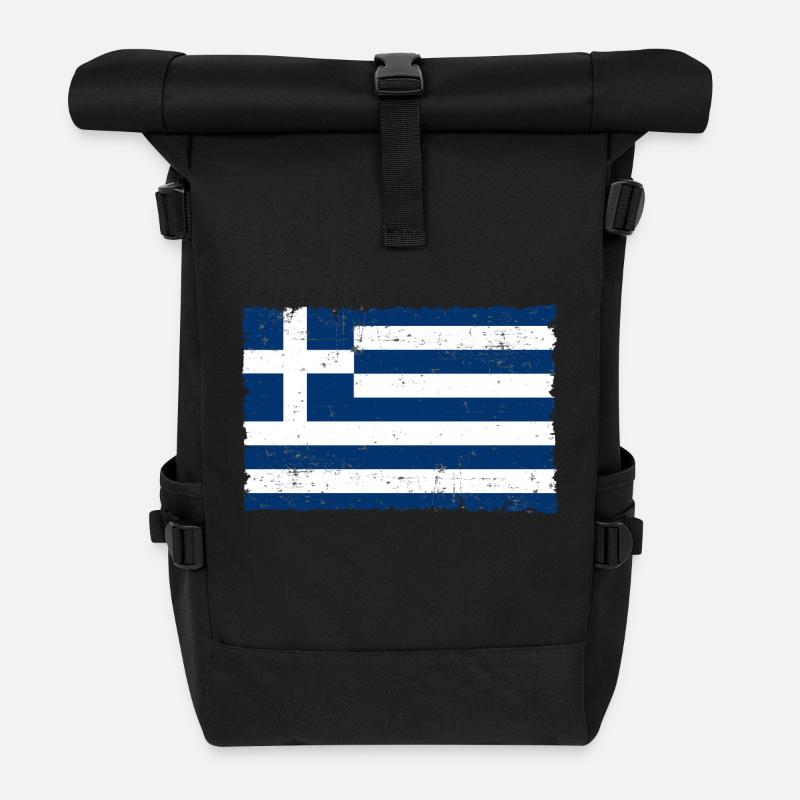Griechenland - Rolltop Rucksack - Schwarz