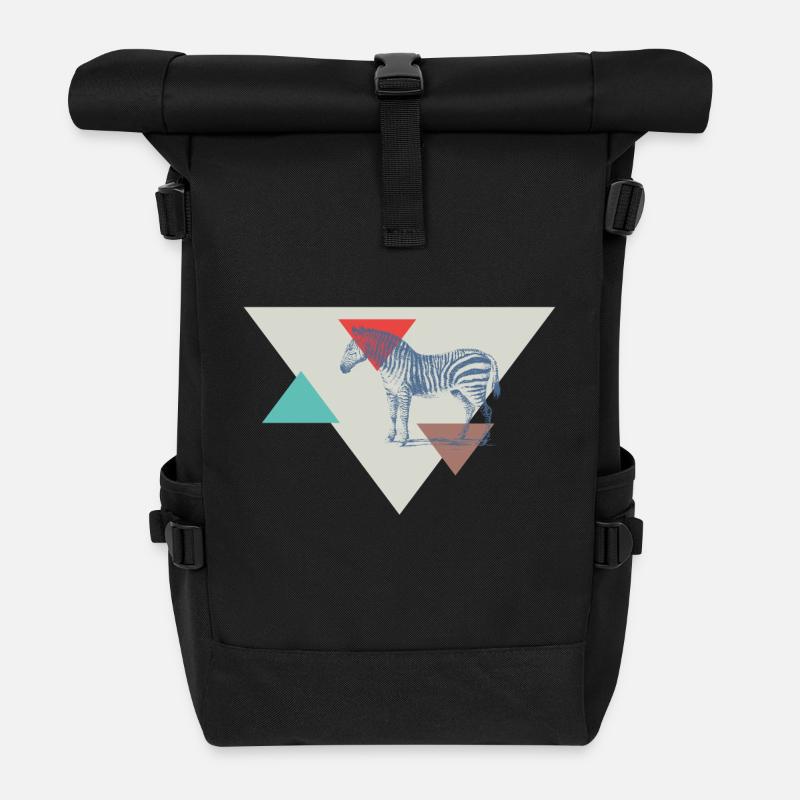 Conception de triangle de zèbre - Sac à dos roll top - noir