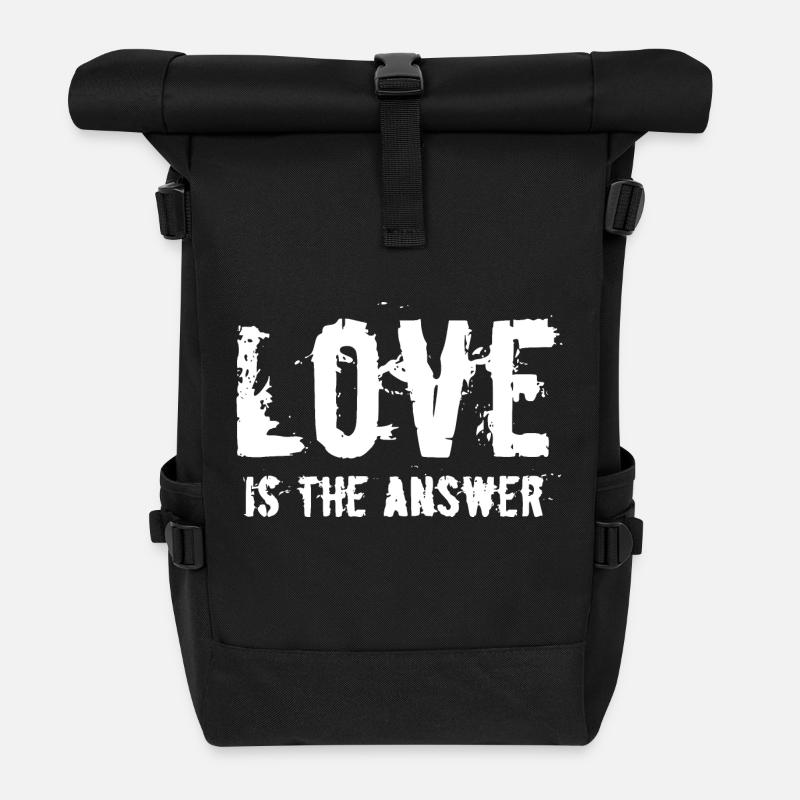 LOVE IS THE ANSWER - Rolltop Rucksack - Schwarz