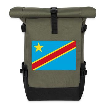 Flagge der Demokratischen Republik Kongo - Rolltop Rucksack - Olive/Schwarz - Vorne