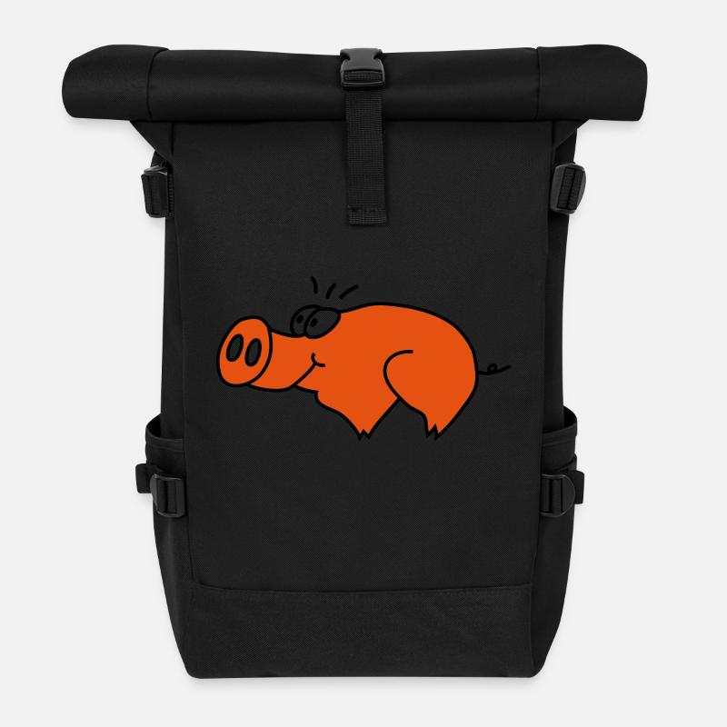 Schwein - Rolltop Rucksack - Schwarz
