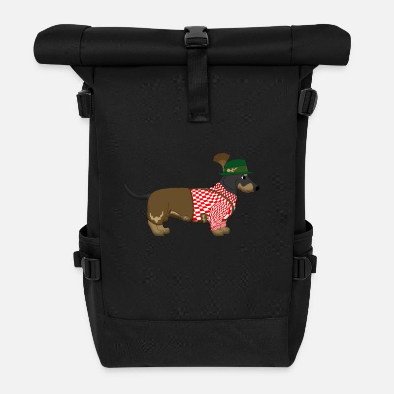 Der bayerische Dackel rot-weißes Hemd - Rolltop Rucksack - Schwarz