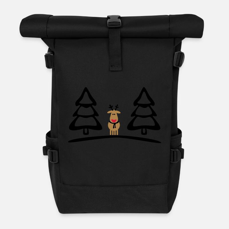 Weihnachten, Rentiere - Rolltop Rucksack - Schwarz