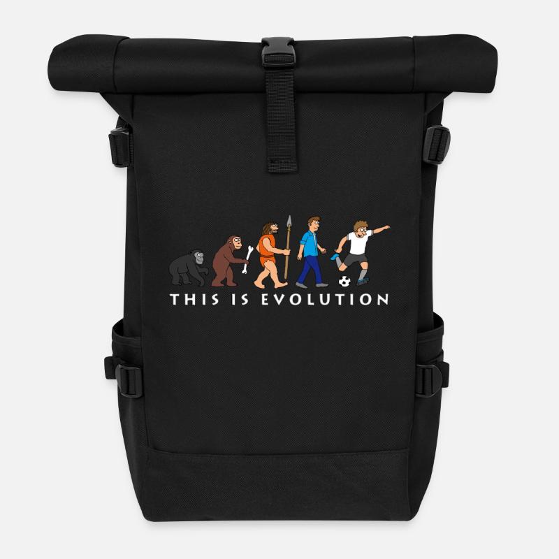 evolution_fussball_comic_a - Rolltop Rucksack - Schwarz