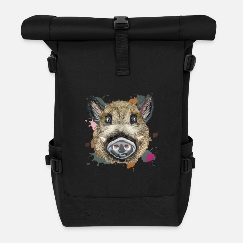 Kopf wilde Illustration - Rolltop Rucksack - Schwarz