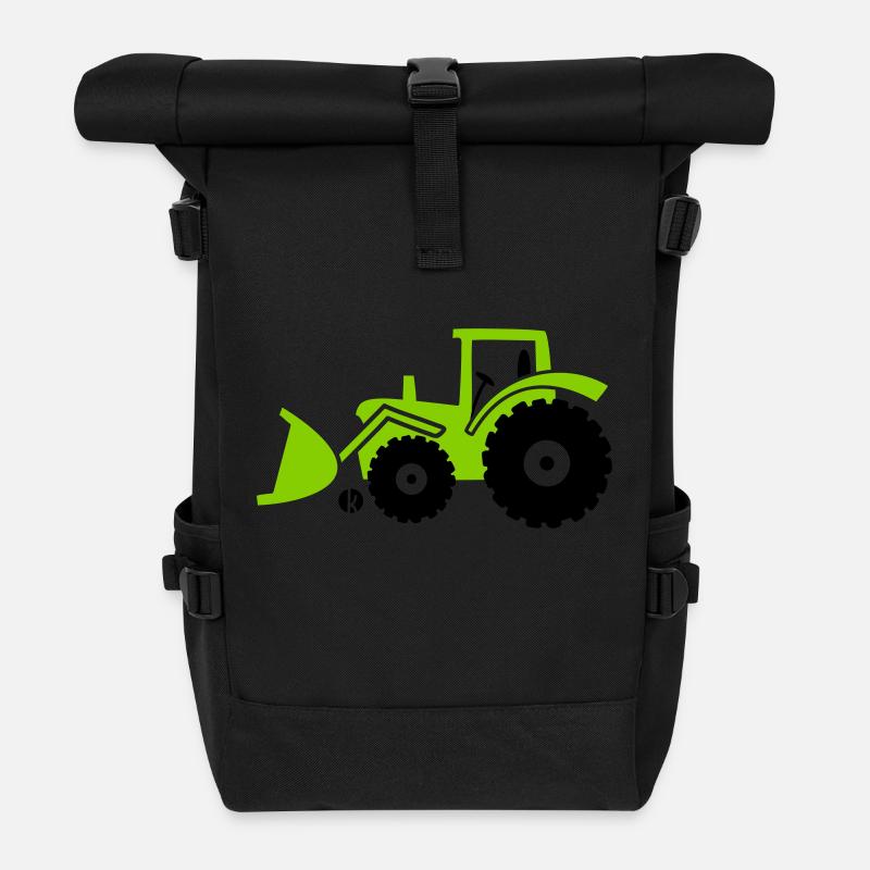 Tractor front loader Bulldog wheel loader with - Roll Top Backpack - black