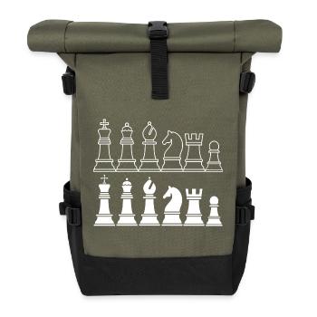 Schach Königliches Spiel - Rolltop Rucksack - Olive/Schwarz - Vorne