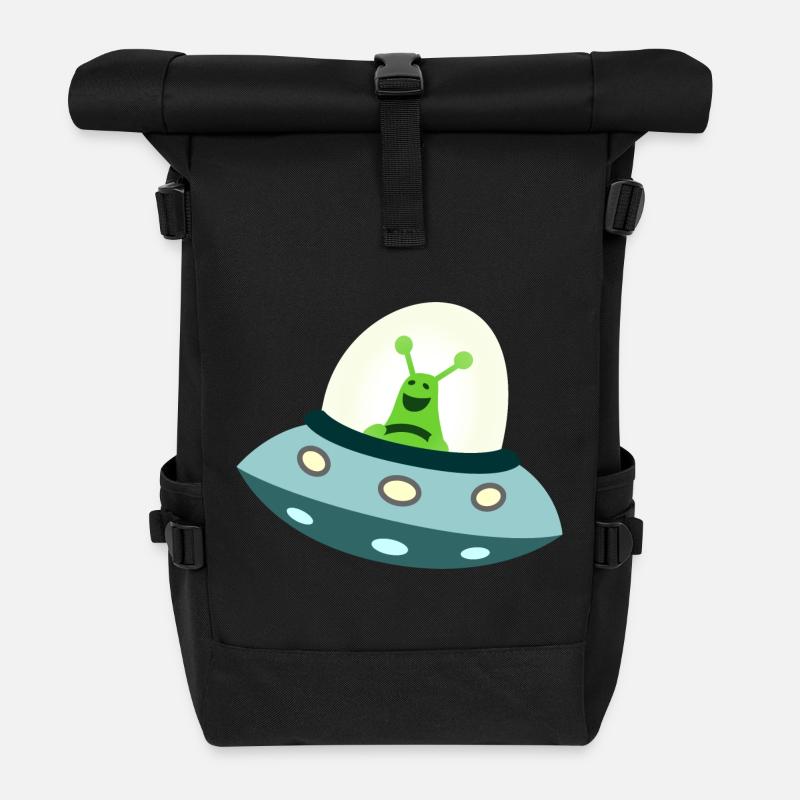 Außerirdischer im Ufo - Rolltop Rucksack - Schwarz