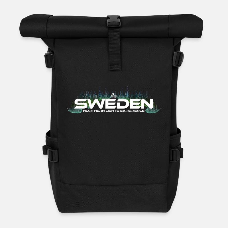 Sweden - Northern Lights Experience - Rolltop Rucksack - Schwarz