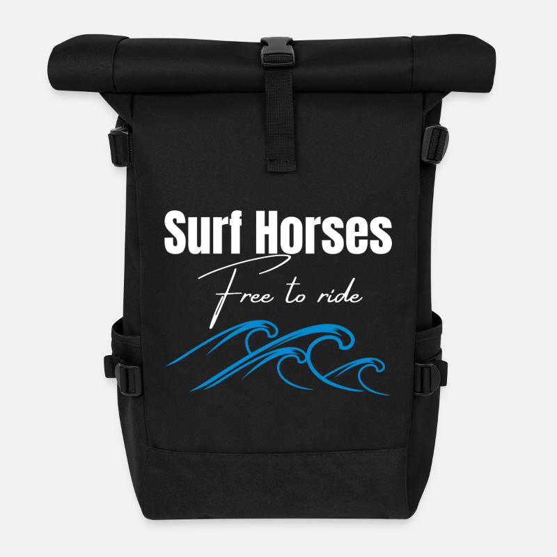 Chevaux de surf gratuits pour chevaucher les vagues - Sac à dos roll top - noir