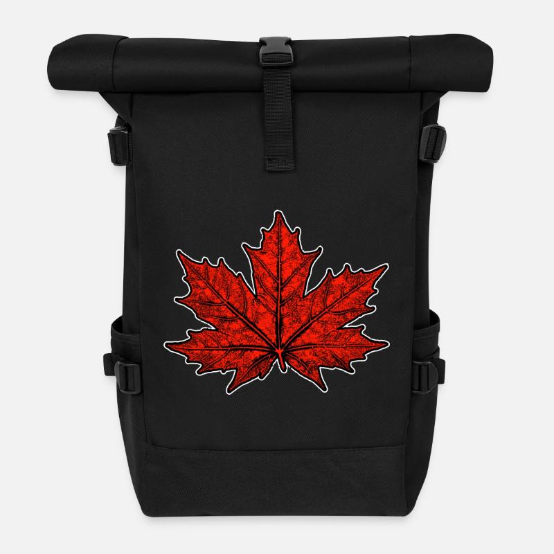 Ahorn / Blatt - Rolltop Rucksack - Schwarz