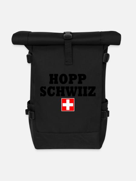 Hopp schwiiz - Rolltop Rucksack - Schwarz