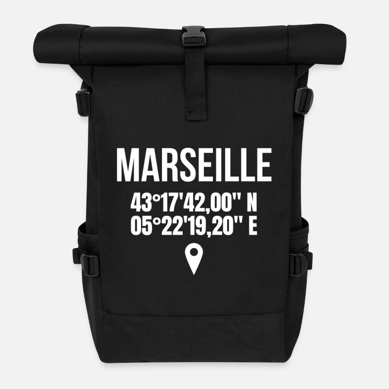 Marseille, je suis Marseillais - Sac à dos roll top - noir