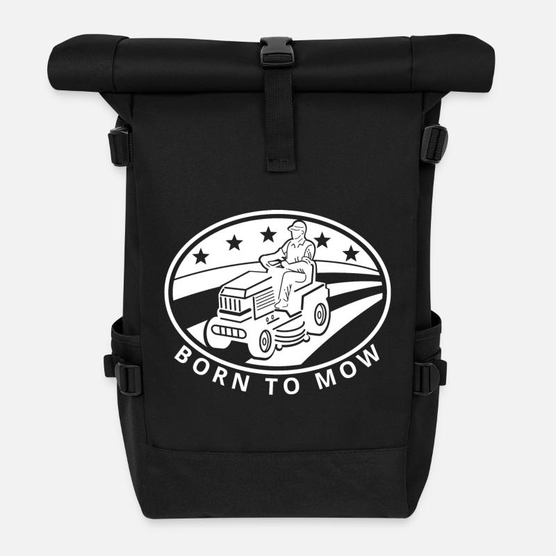 Funny Gardening Quote Born to Mow - Roll Top Backpack - black