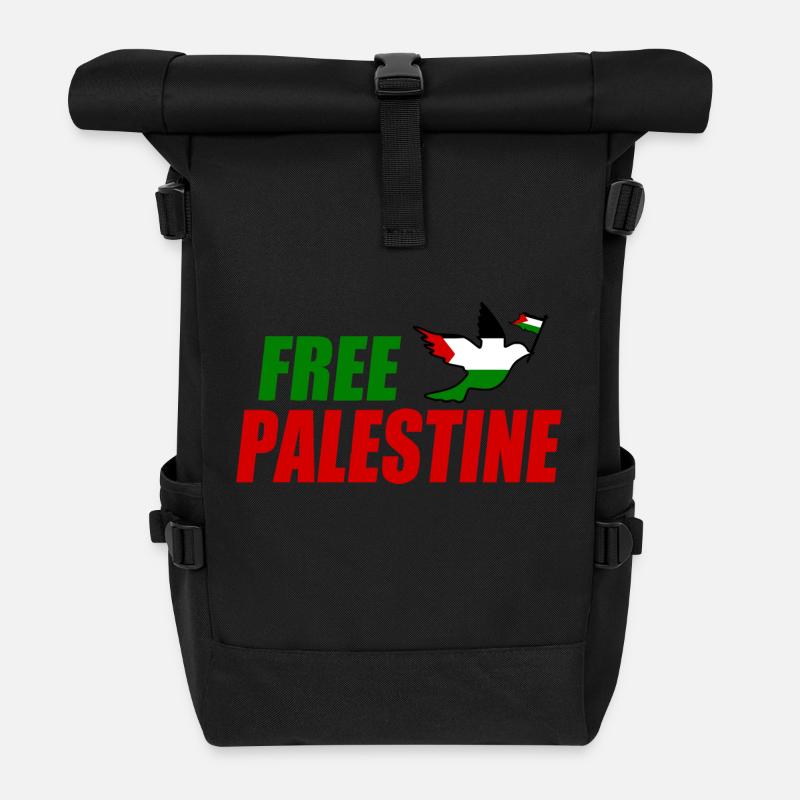 Free palestine - Roll Top Backpack - black