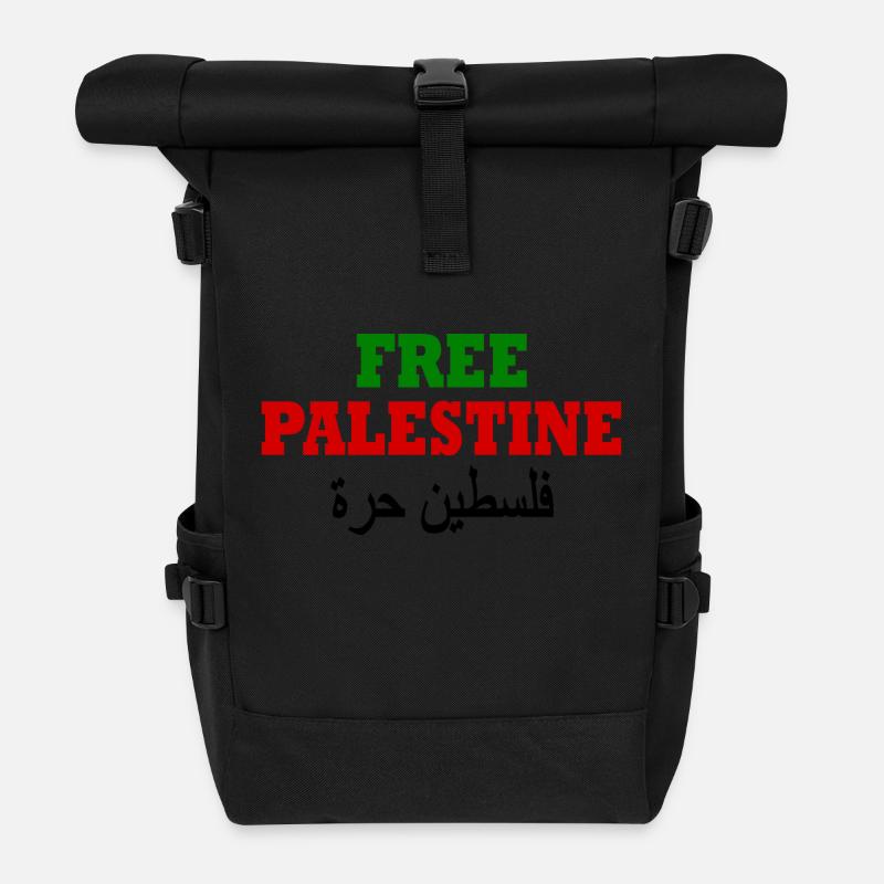 Free palestine - Roll Top Backpack - black