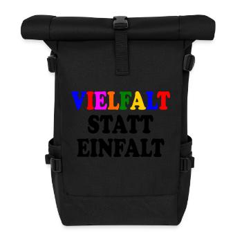 vielfalt statt einfalt - Rolltop Rucksack - Schwarz - Vorne