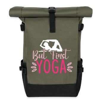 Aber zuerst Yoga - Rolltop Rucksack - Olive/Schwarz - Vorne