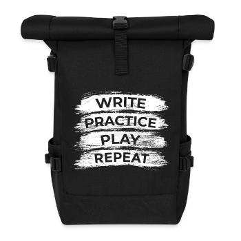 Schreiben Üben Spielen Wiederholen - Rolltop Rucksack - Schwarz - Vorne