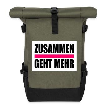 Zusammen geht mehr - Rolltop Rucksack - Olive/Schwarz - Vorne