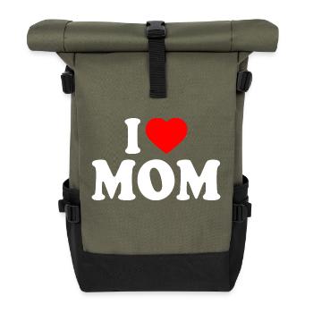 I love mom - Rolltop Rucksack - Olive/Schwarz - Vorne