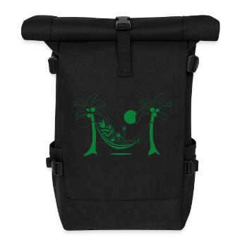 À la plage - Vert - Sac à dos roll top - noir - Devant