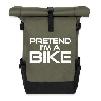 Pretend I’m a Bike - Lustiges Fahrrad Kostüm - Rolltop Rucksack - Olive/Schwarz - Vorne