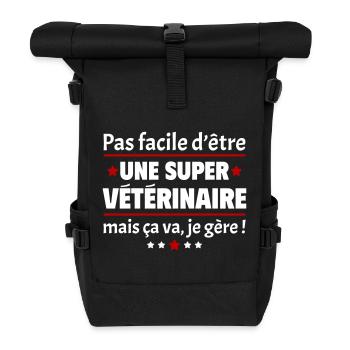 Pas facile d'être une super vétérinaire, noël - Sac à dos roll top - noir - Devant