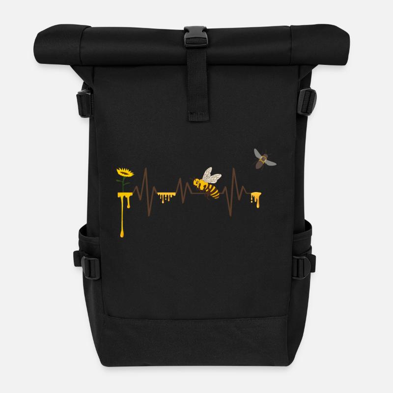 Heartbeat Bees - Geschenkidee - Rolltop Rucksack - Schwarz