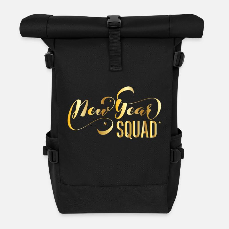 New Year Squad – Cooles Silvester Design - Rolltop Rucksack - Schwarz