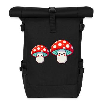 pilze comic cartoon - Rolltop Rucksack - Schwarz - Vorne