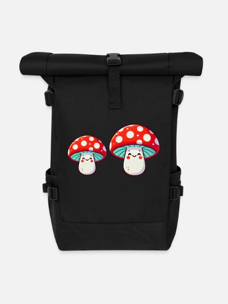 pilze comic cartoon - Rolltop Rucksack - Schwarz