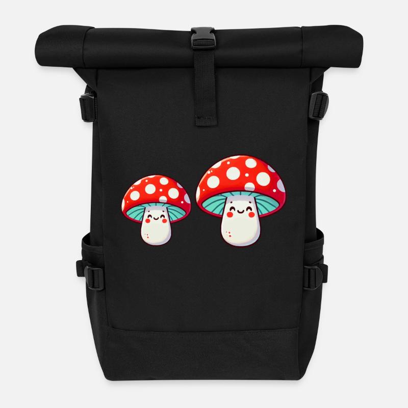 pilze comic cartoon - Rolltop Rucksack - Schwarz