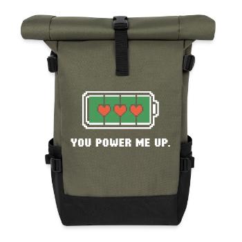 You power me up - Roll Top Backpack - olive/black - Front