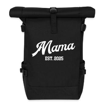 Mama in 2025 Mutter Werden Schwangerschaft Baby - Rolltop Rucksack - Schwarz - Vorne