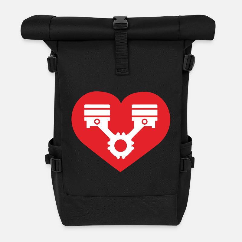 Tuning Heart - Roll Top Backpack - black