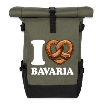 J’aime le bretzel de Bavière - Coeur - Dire - Sac à dos roll top - olive/noir - Devant
