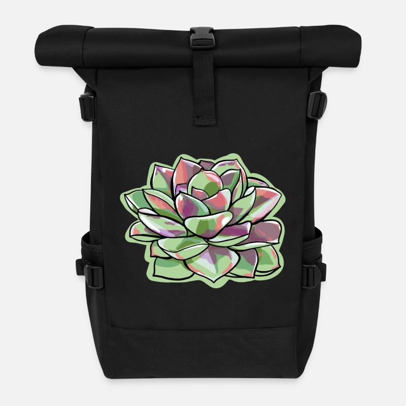Echeveria Fat Leaf Rosette Succulente - Sac à dos roll top - noir