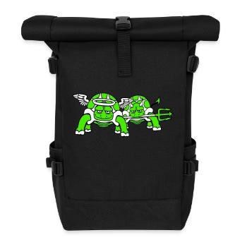 2 Schildkröten Gewissen Team Teufel Engel Böse Gut - Rolltop Rucksack - Schwarz - Vorne