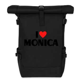 I Love Monica Heart Graphic Name Gift - Roll Top Backpack - black - Front