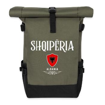 Albanian Pride, Albanian Flag - Roll Top Backpack - olive/black - Front