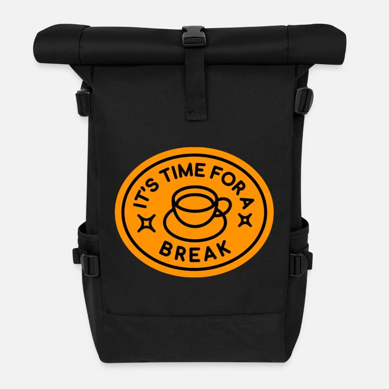 Relax Zitat Becher - Rolltop Rucksack - Schwarz