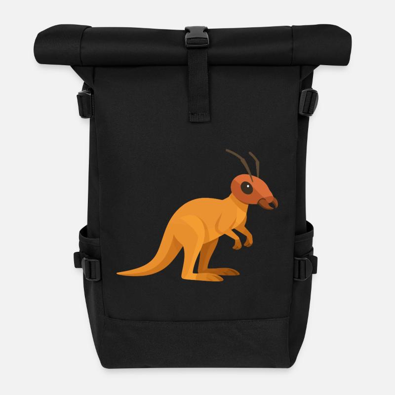 Kangaroo Ant with antennae - Roll Top Backpack - black